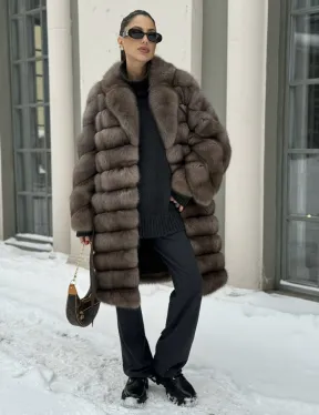 Шуба из меха соболя цвет Тортор  седина 1/2 - фото 3