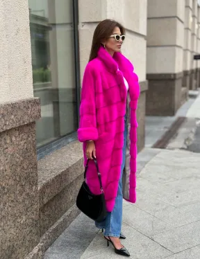 Розовая норковая шуба - фото 4