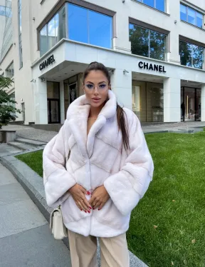 Полушубок из аукционной норки - цвет паломино - фото 5