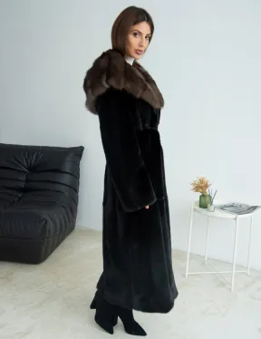 Норка BLACKGLAMA, пластины с капюшоном из меха куницы - фото 5