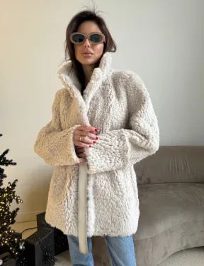 Двусторонняя дублёнка - шуба, мех тиградо английский воротник - фото 17