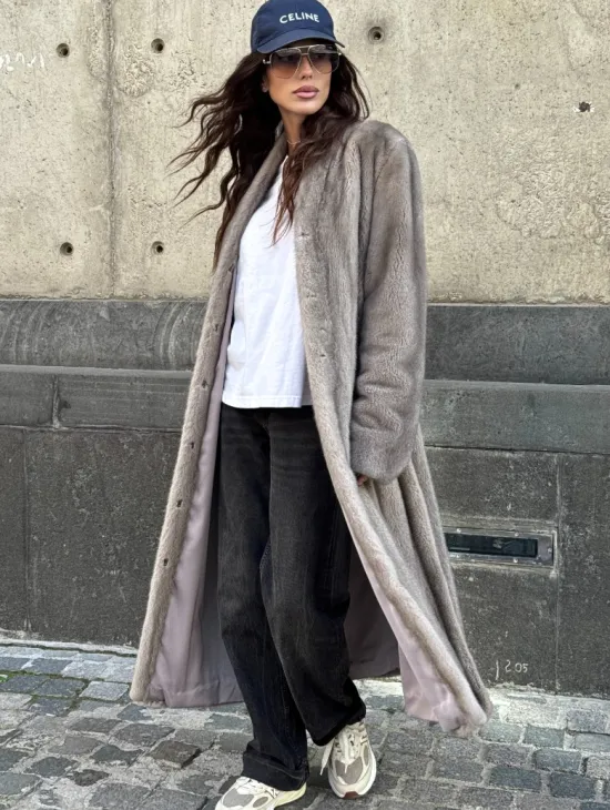 Шуба - пальто в винтажном стиле из скандинавской норки - фото 0